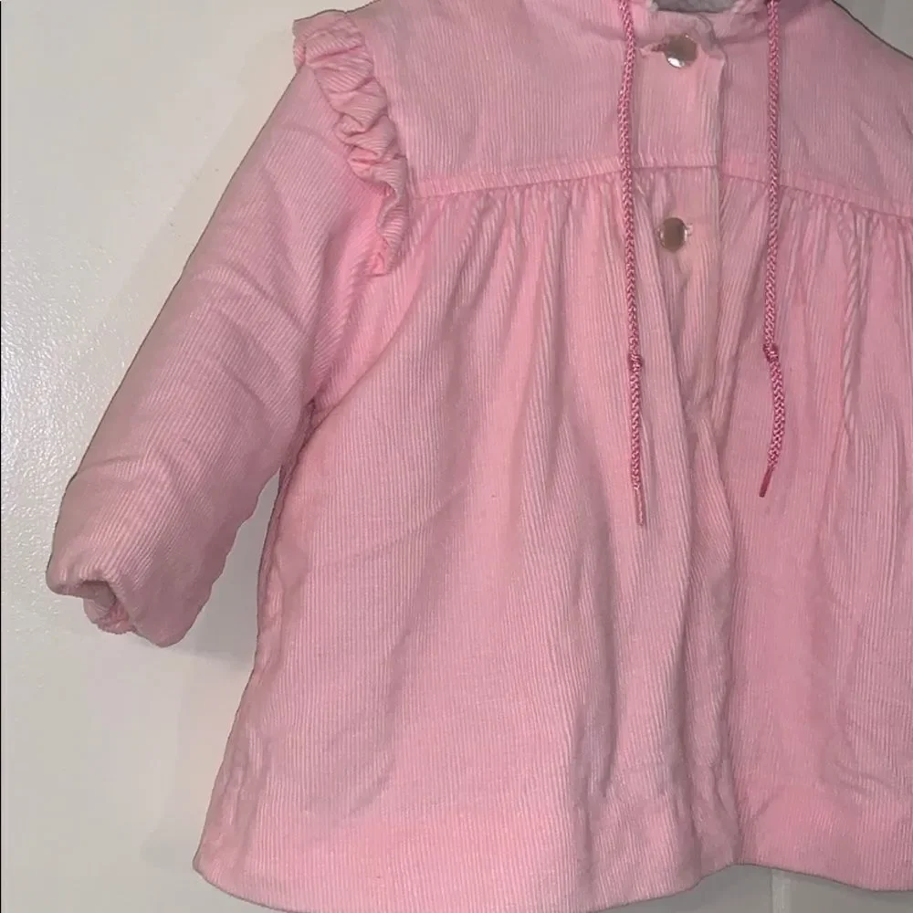 Vtg baby girl pink corduroy‎ coat with hood